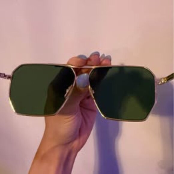 Bottega Veneta Green Gold Aviator Sunglasses - Picture 4 of 9
